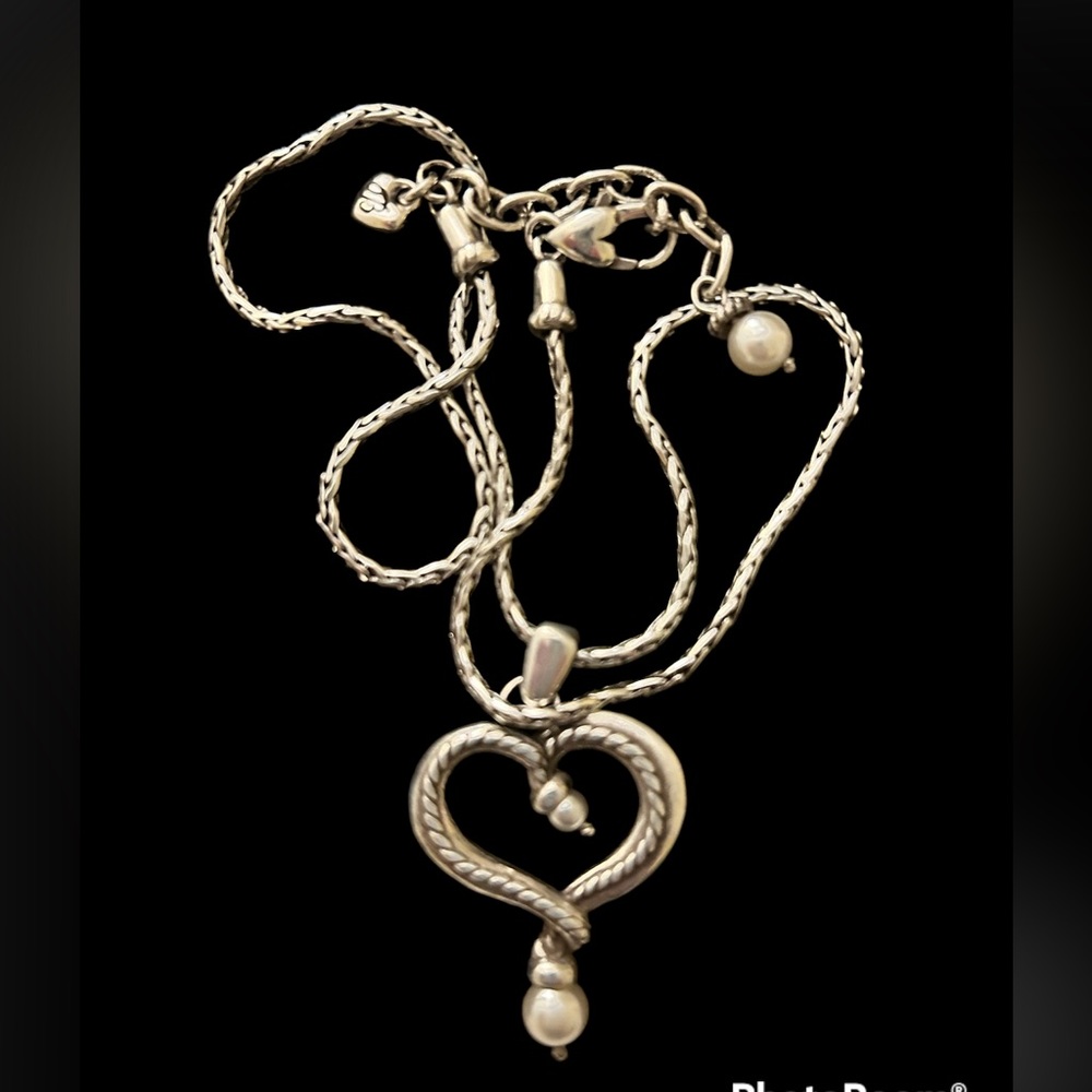 Brighton silver and pearl heart pendant necklace